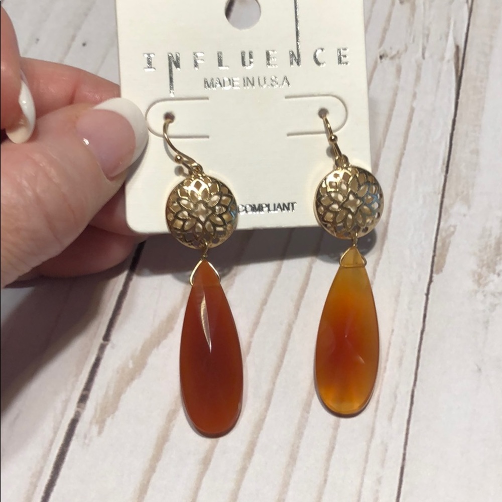 Gold & Amber drop earrings